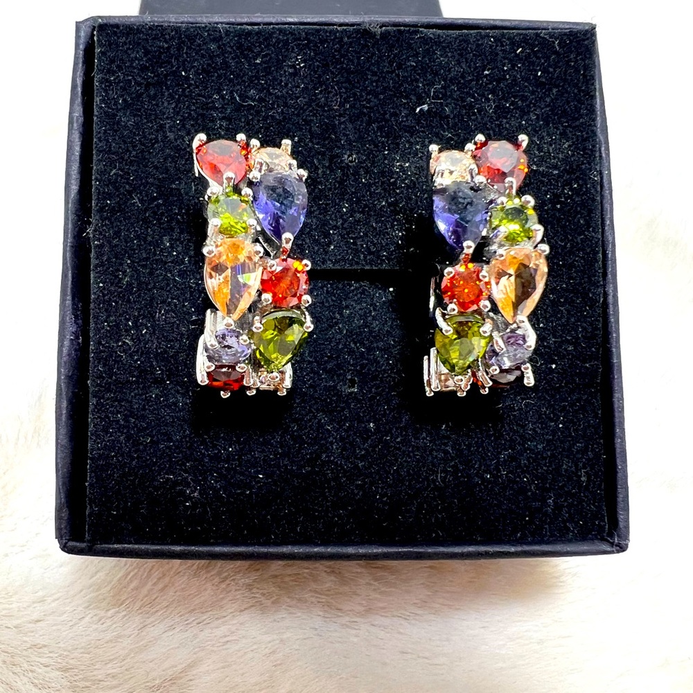 Multicolor artificial stone fashion earrings